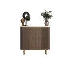 Buffet en bois brun glamour avec plateau en marbre
