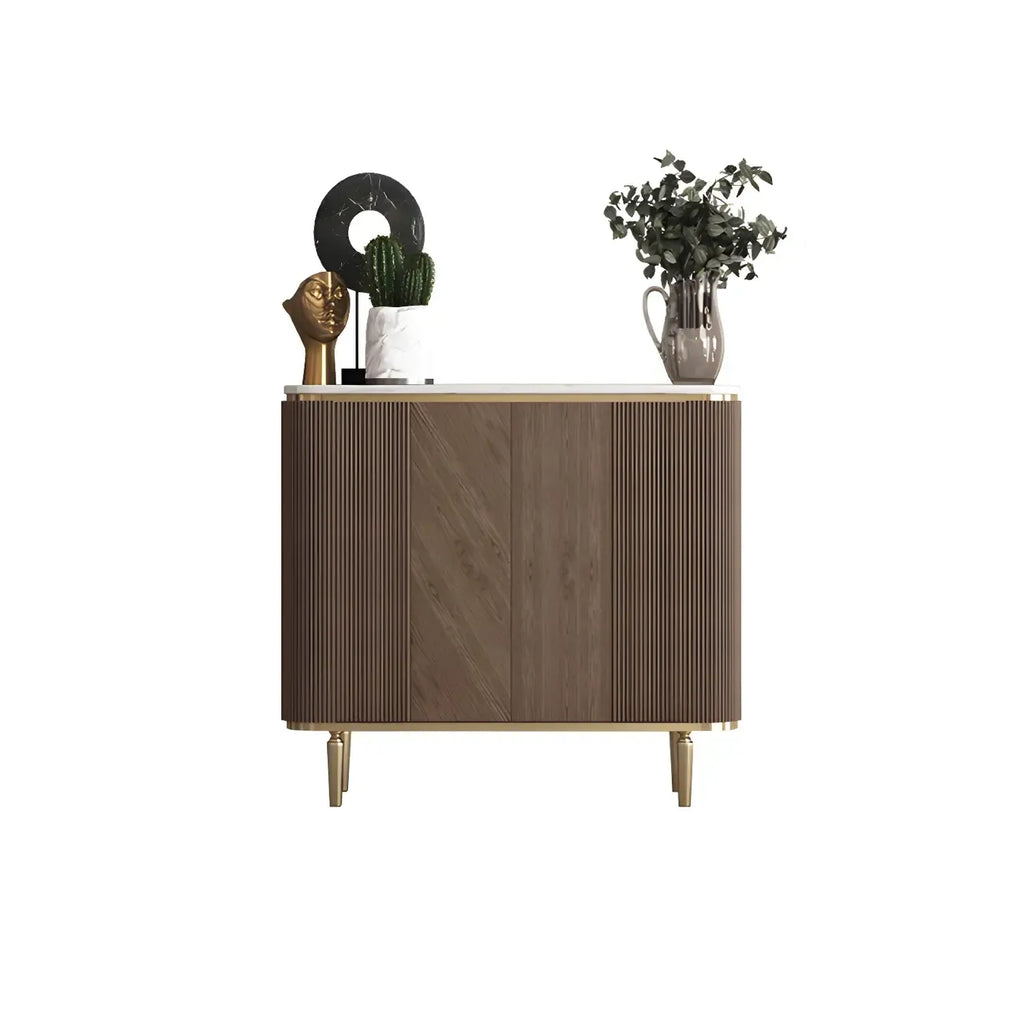 Buffet en bois brun glamour avec plateau en marbre