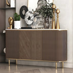 Buffet en bois brun glamour avec plateau en marbre