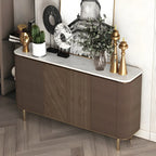 Buffet en bois brun glamour avec plateau en marbre