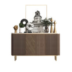 Buffet en bois brun glamour avec plateau en marbre