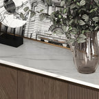 Buffet en bois brun glamour avec plateau en marbre