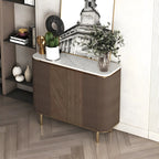 Buffet en bois brun glamour avec plateau en marbre