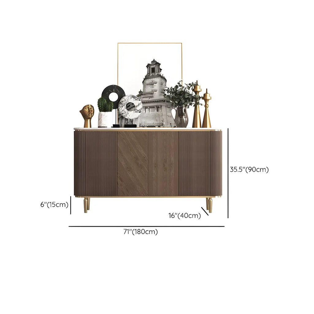 Buffet en bois brun glamour avec plateau en marbre