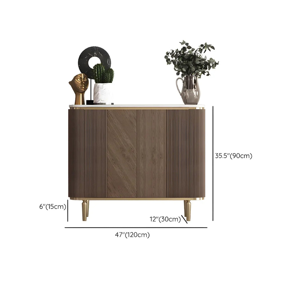 Buffet en bois brun glamour avec plateau en marbre