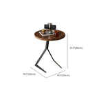 Table d'appoint ronde en bois brun de forme C avec pieds en métal