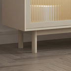 Buffet élégant en bois blanc avec tiroirs et portes vitrées