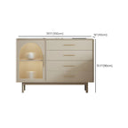 Buffet élégant en bois blanc avec tiroirs et portes vitrées