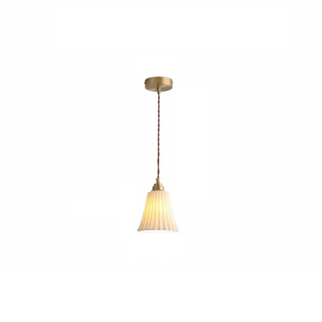 Lampe suspendue élégante cylindrique en céramique blanche pour chambre à coucher