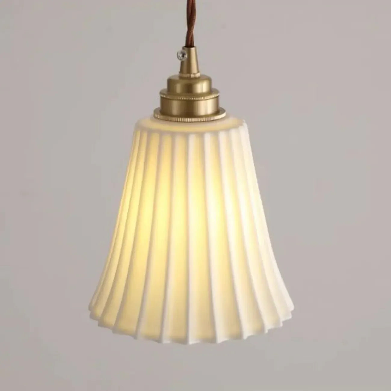 Lampe suspendue élégante cylindrique en céramique blanche pour chambre à coucher
