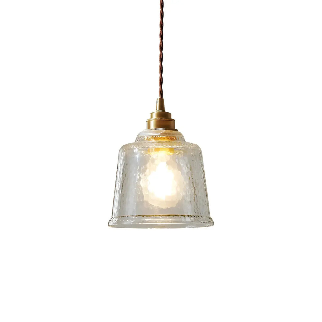 Suspension élégante en laiton et verre transparent avec cloche