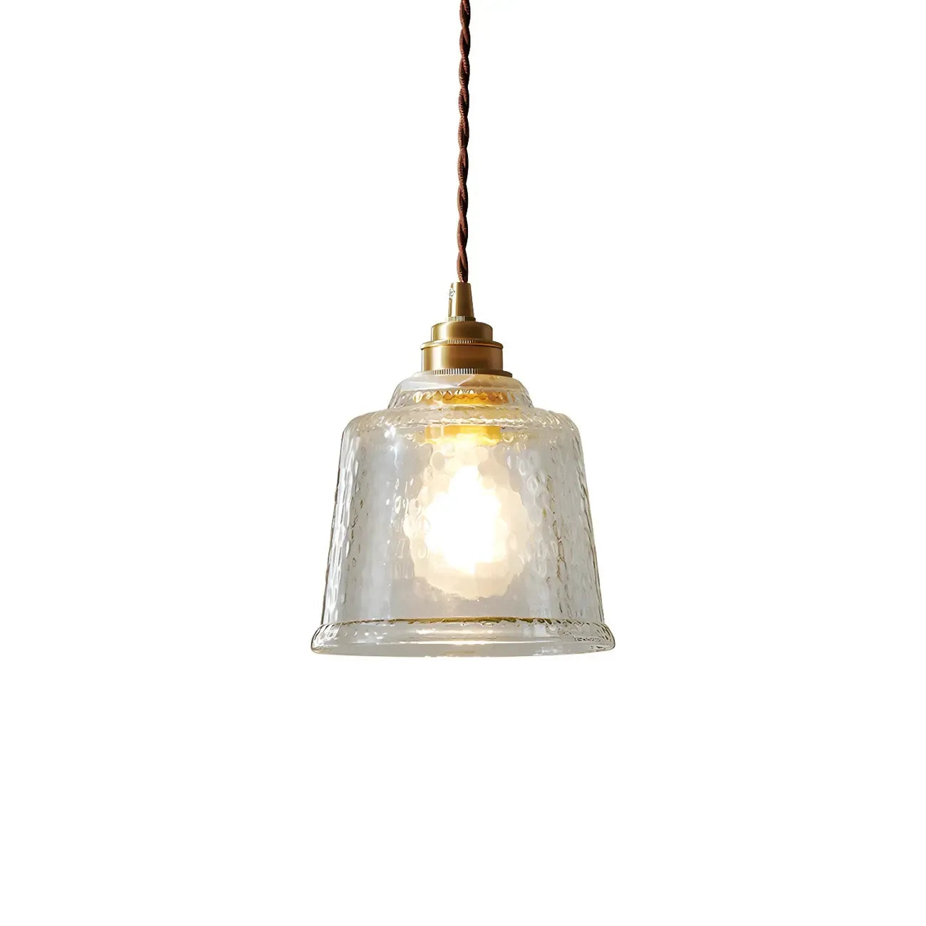 Suspension élégante en laiton et verre transparent avec cloche