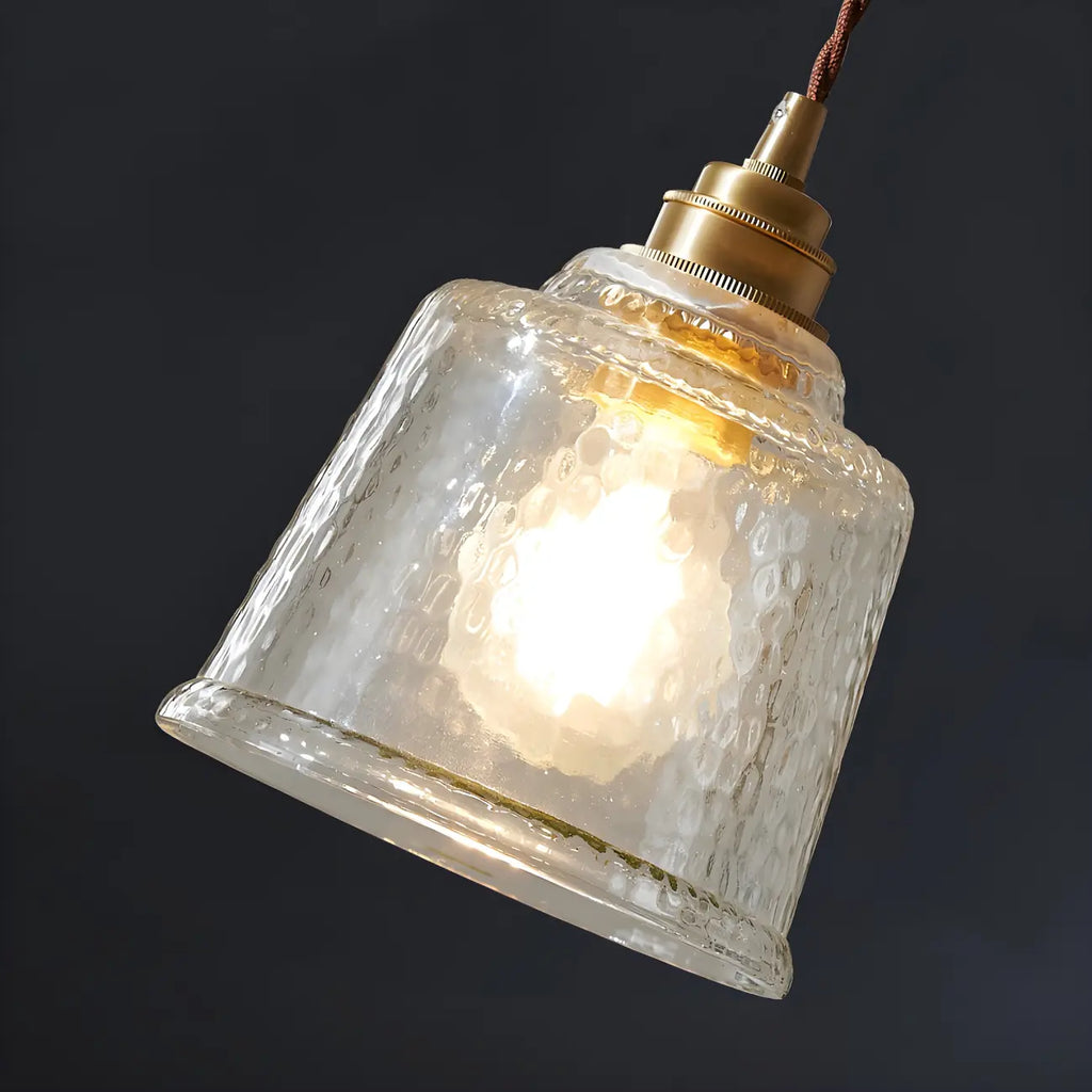 Suspension élégante en laiton et verre transparent avec cloche