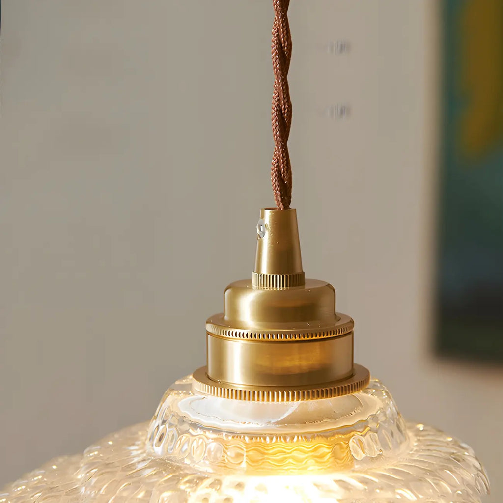 Suspension élégante en laiton et verre transparent avec cloche