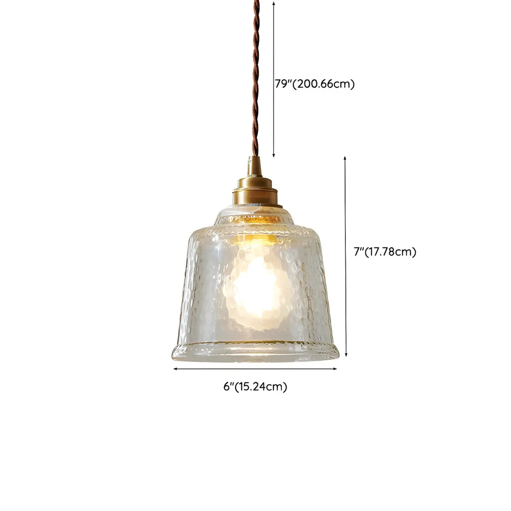 Suspension élégante en laiton et verre transparent avec cloche