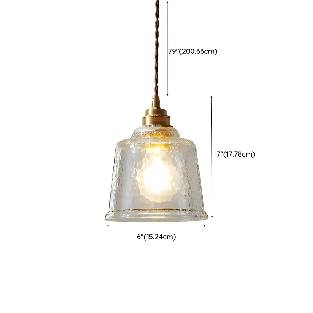 Suspension élégante en laiton et verre transparent avec cloche