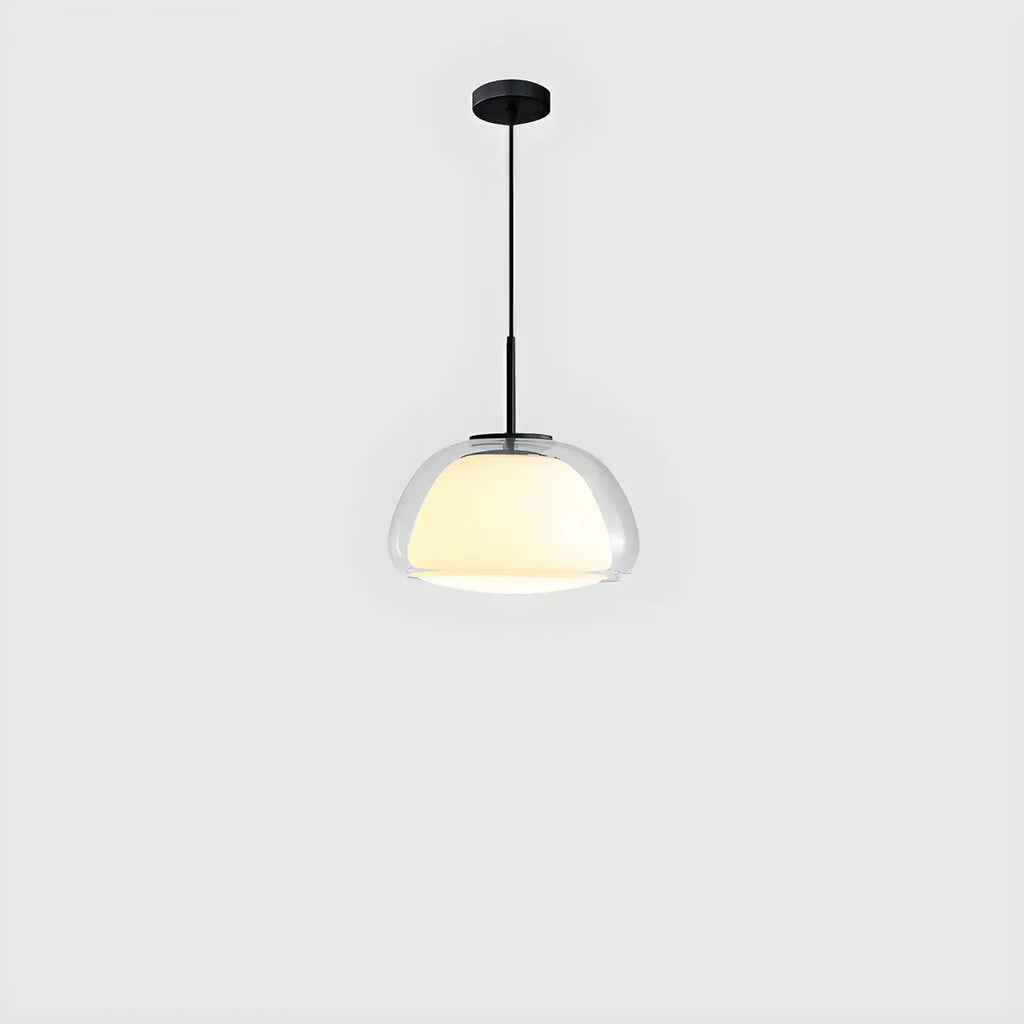 Suspension contemporaine en verre blanc gélatineux pour restaurant