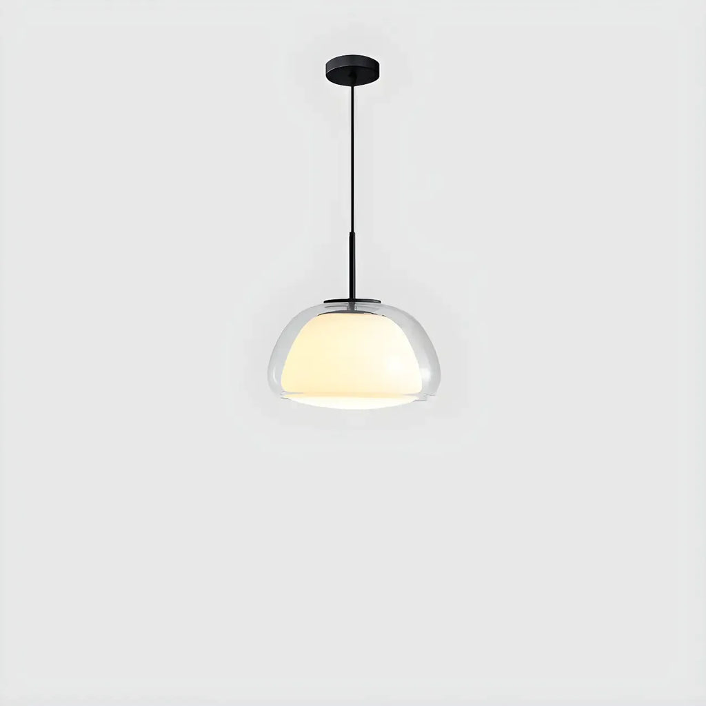 Suspension contemporaine en verre blanc gélatineux pour restaurant