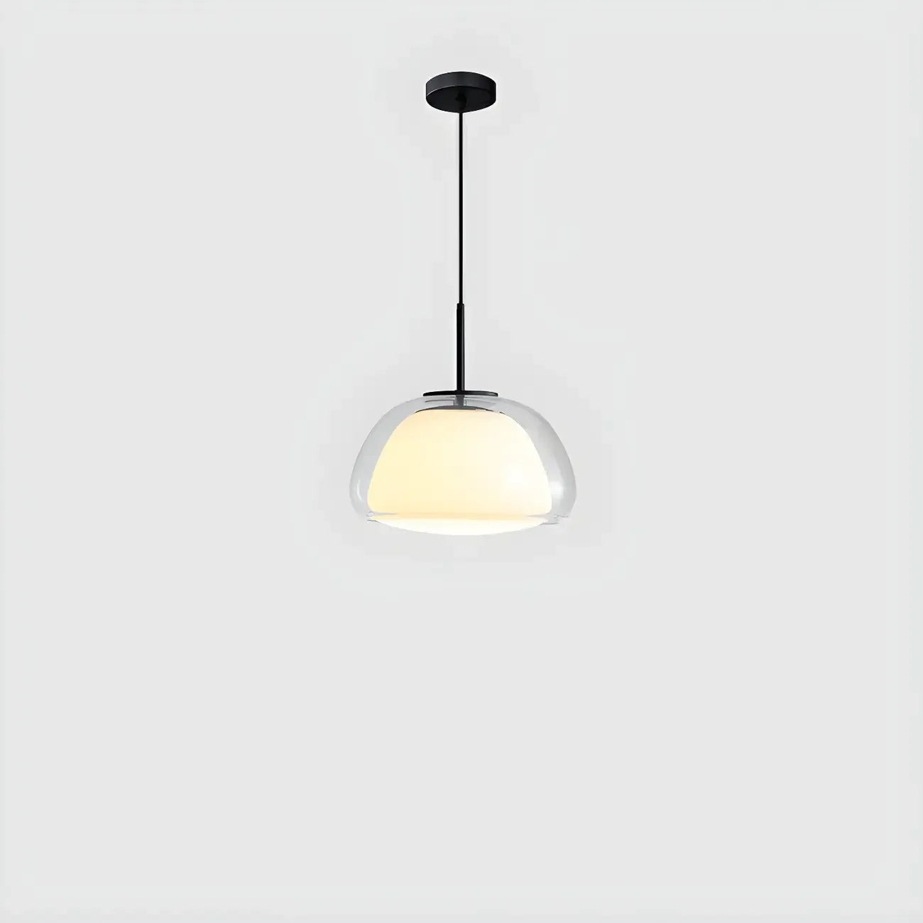 Suspension contemporaine en verre blanc gélatineux pour restaurant