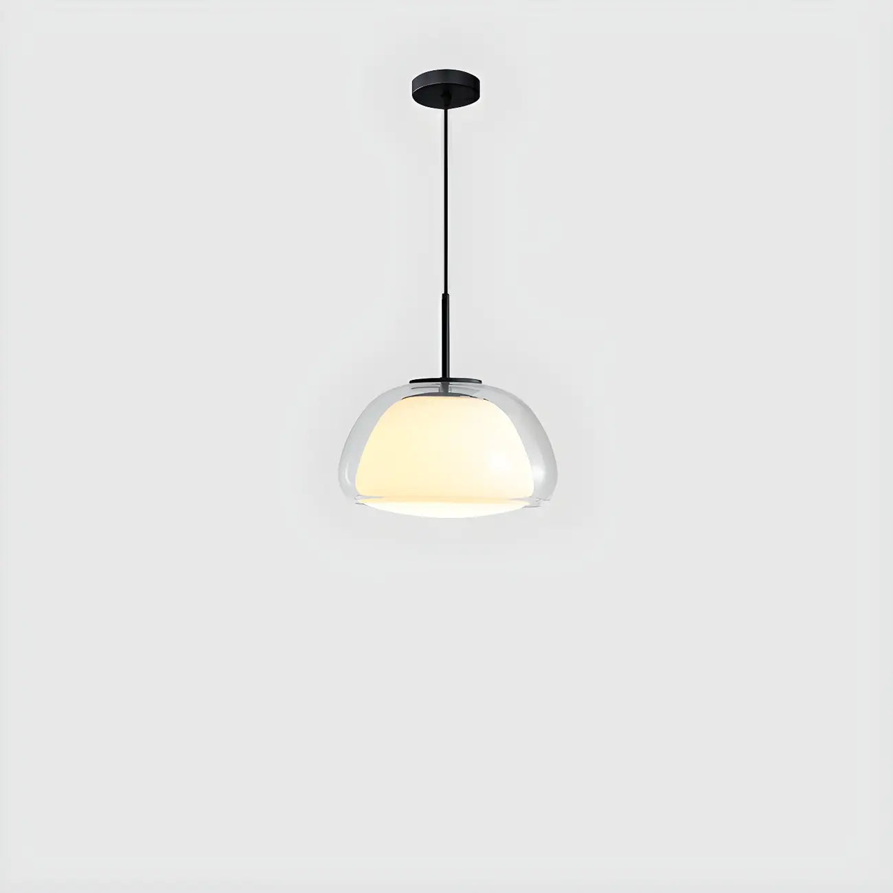 Suspension contemporaine en verre blanc gélatineux pour restaurant