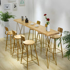 Élégante longue table de bar avec tabourets en bois