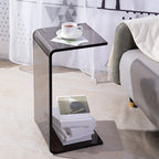 Petite table d'appoint en acrylique noir en forme de C pour salon