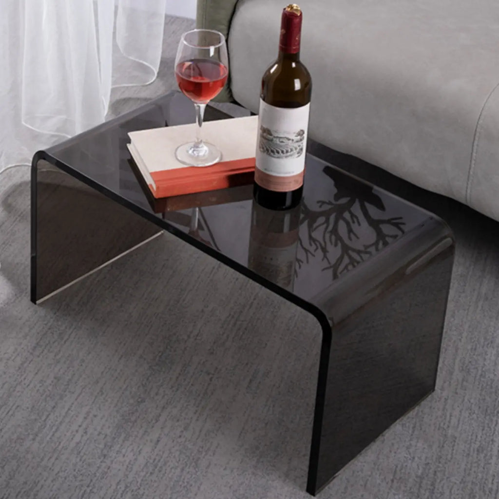Petite table d'appoint en acrylique noir en forme de C pour salon