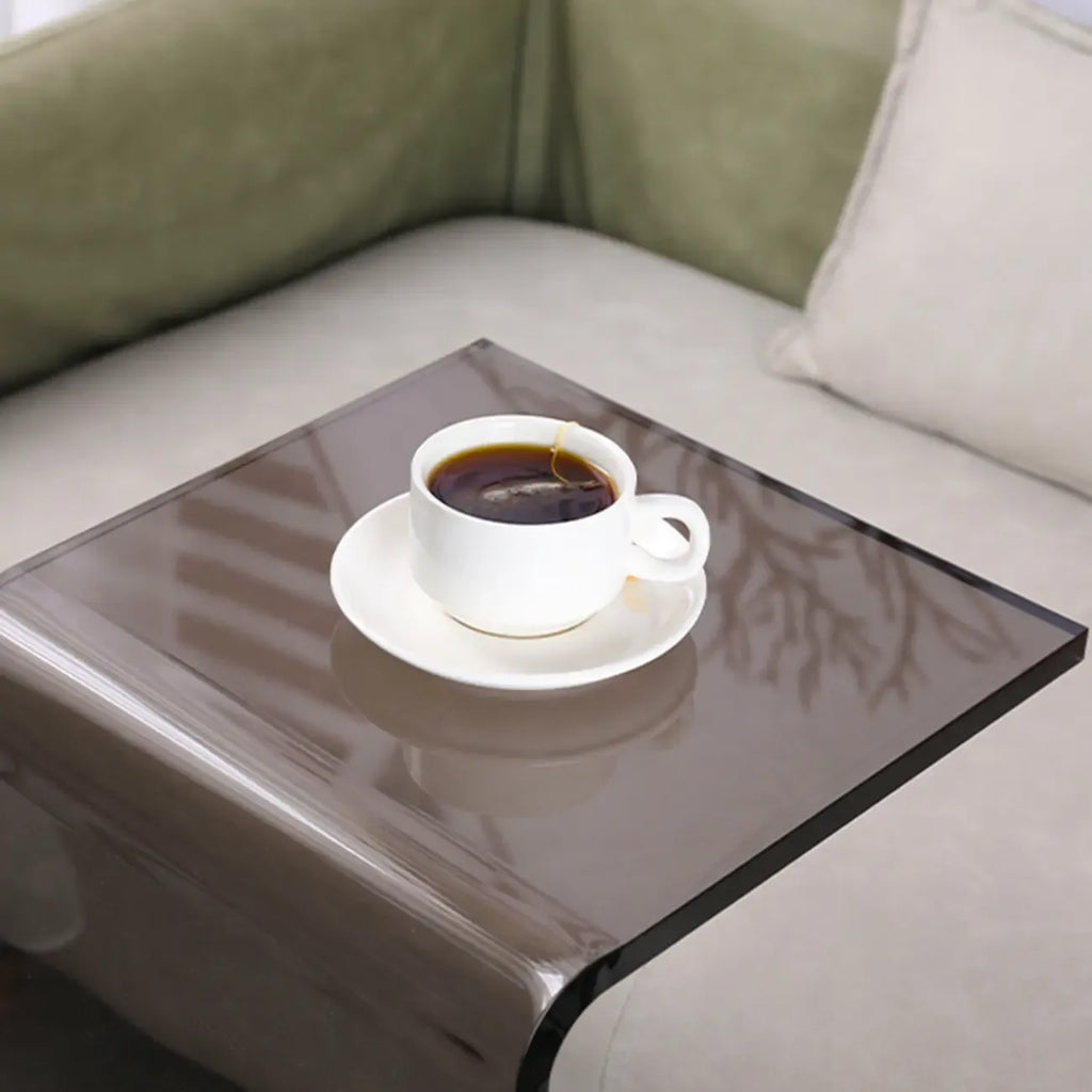 Petite table d'appoint en acrylique noir en forme de C pour salon