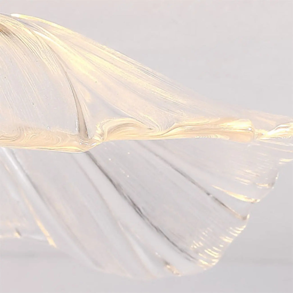 Suspension moderne en verre transparent avec abat-jour marguerite et accessoires dorés