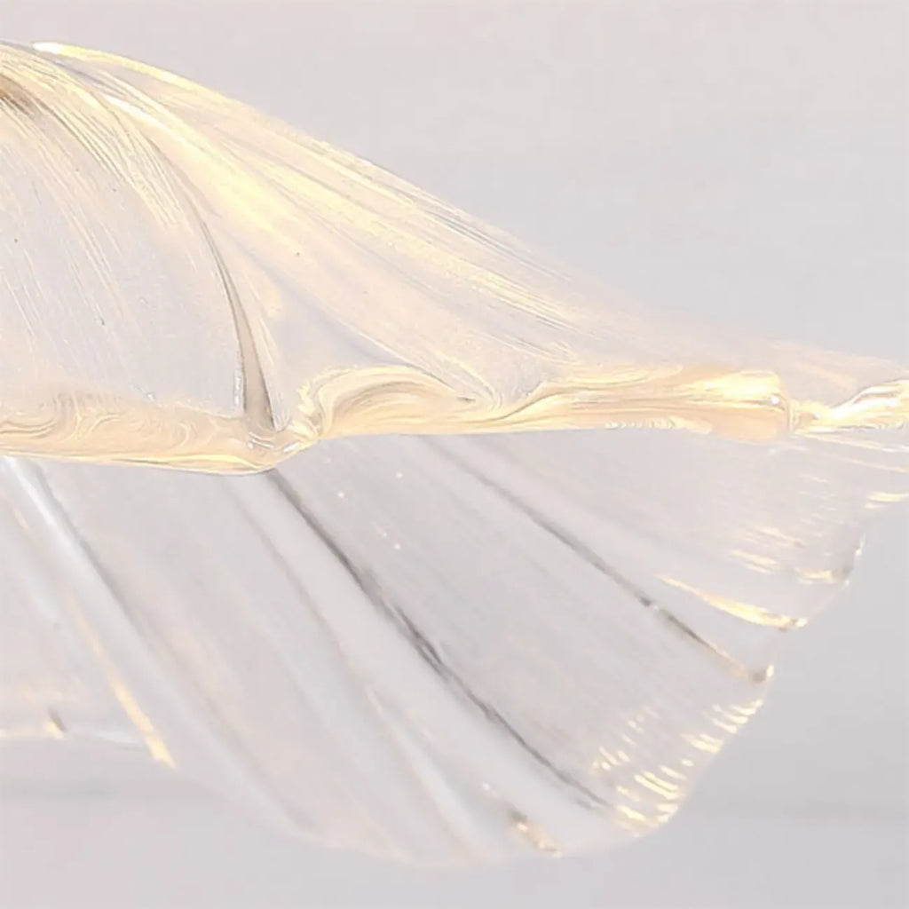 Suspension moderne en verre transparent avec abat-jour marguerite et accessoires dorés