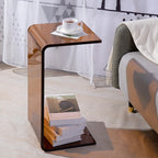 Petite table d'appoint en acrylique noir en forme de C pour salon