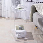 Petite table d'appoint en acrylique noir en forme de C pour salon