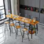 Ensemble de bar élégant en bois massif avec tabourets stylés pour la maison