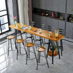 Ensemble de bar élégant en bois massif avec tabourets stylés pour la maison