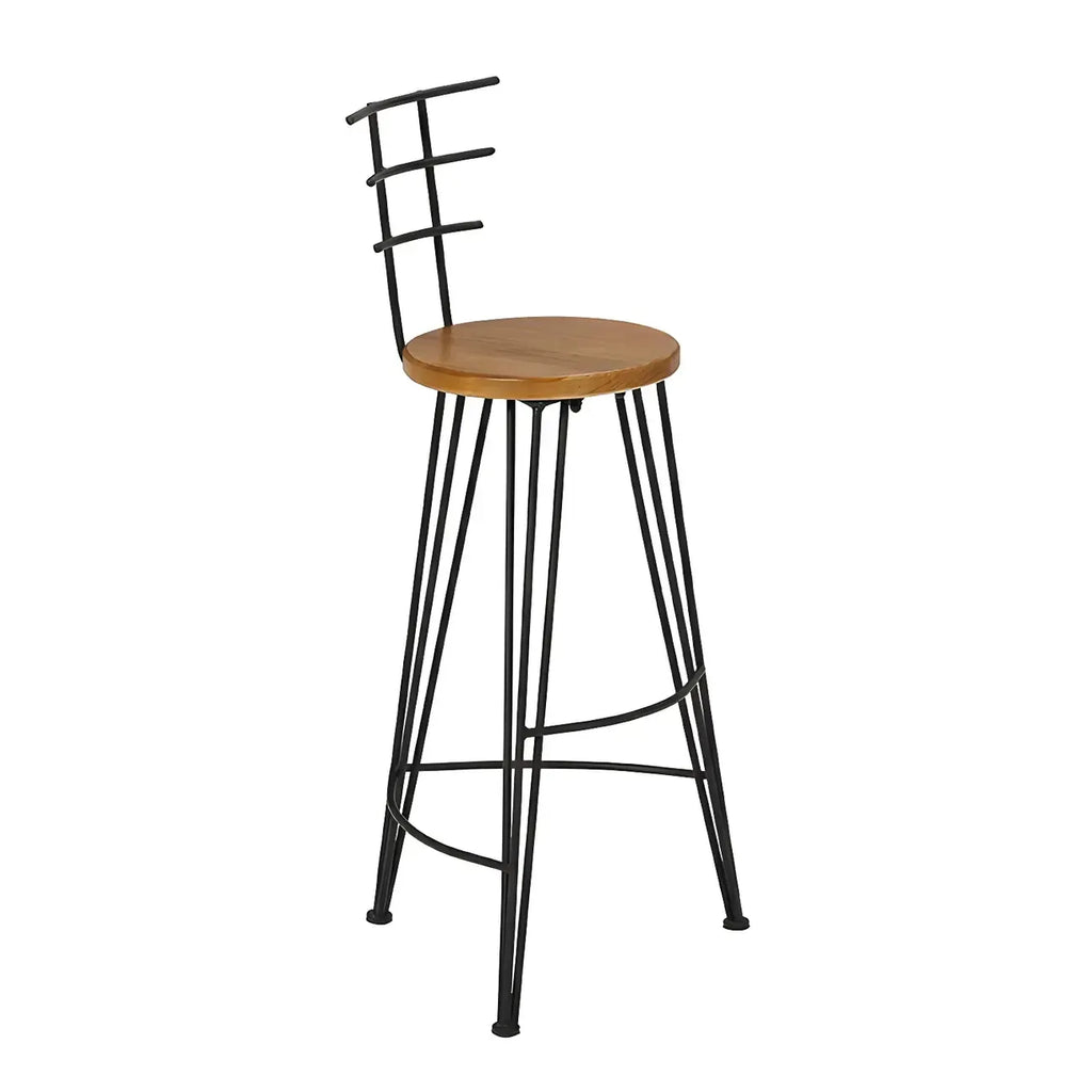 Ensemble de bar élégant en bois massif avec tabourets stylés pour la maison