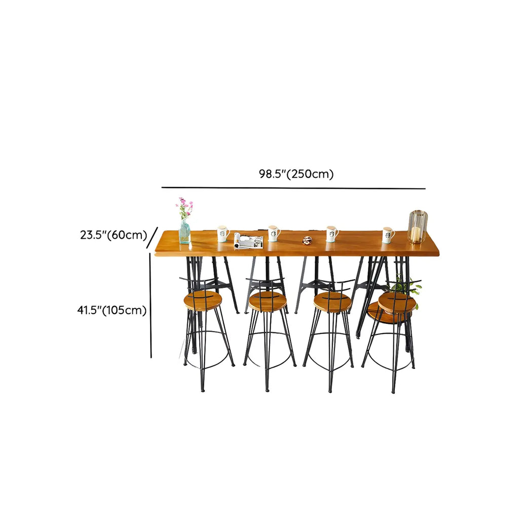 Ensemble de bar élégant en bois massif avec tabourets stylés pour la maison