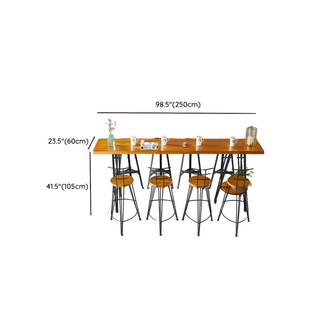 Ensemble de bar élégant en bois massif avec tabourets stylés pour la maison