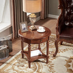 Table d'appoint ronde classique en bois pour salon avec rangement