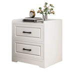 Table de chevet classique étroite en bois blanc avec 3 tiroirs