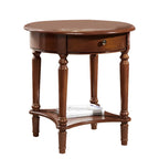 Table d'appoint ronde classique en bois pour salon avec rangement