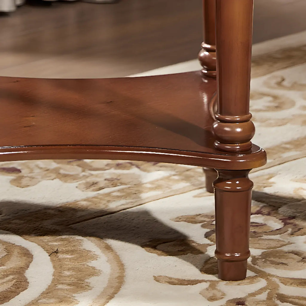 Table d'appoint ronde classique en bois pour salon avec rangement