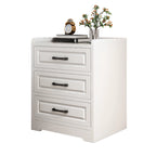 Table de chevet classique étroite en bois blanc avec 3 tiroirs