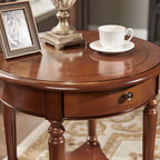 Table d'appoint ronde classique en bois pour salon avec rangement