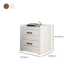 Table de chevet classique étroite en bois blanc avec 3 tiroirs