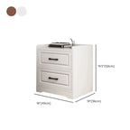 Table de chevet classique étroite en bois blanc avec 3 tiroirs