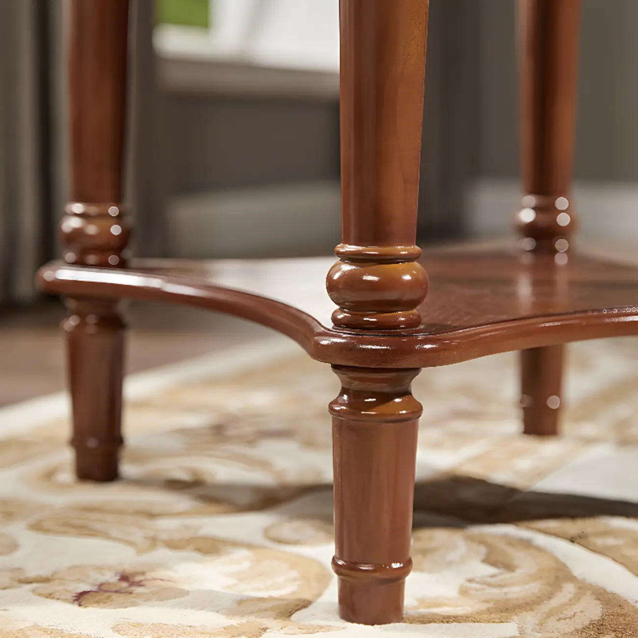 Table d'appoint ronde classique en bois pour salon avec rangement