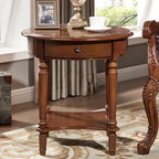 Table d'appoint ronde classique en bois pour salon avec rangement