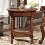 Table d'appoint ronde classique en bois pour salon avec rangement