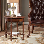 Table d'appoint ronde classique en bois pour salon avec rangement