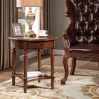 Table d'appoint ronde classique en bois pour salon avec rangement